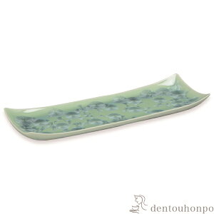 【LINE登録で300円クーポン】 長皿 花結晶 緑 ( 名入れ有料 角皿 長皿 焼き魚 さんま おしゃれ 清水焼 京焼 結婚 出産 内祝い 引き出物 金婚式 誕生日プレゼント 還暦祝い 古希 喜寿 米寿 退職