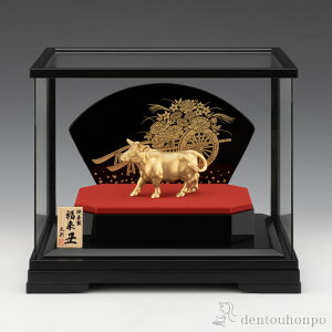 【東京銀器(金工芸)】純金製福来「丑」K2490g大ケース付き