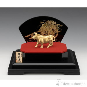 【東京銀器(金工芸)】純金製福来「丑」K2490g大ケース付き