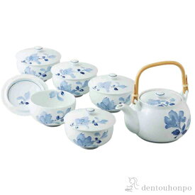 【10％OFFクーポン 本日23:59まで】蓋付茶器揃 辻が花 湯呑5客・土瓶1個セット 木箱付き ( 木箱名入れ有料 母の日 早割 プレゼント 初任給 茶器セット 急須 湯呑み 日本茶 中国茶 波佐見焼 結婚 出産 内祝い 引き出物 金婚式 誕生日プレゼント 還暦祝い 古希 )