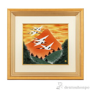 【5%OFFクーポン 10/27 9:59まで】 陶額 赤富士に鶴 ( 置物 額飾り 陶板 陶板画 法人 九谷焼 周年 創立 上場 竣工 開店 事務所移転 開業 プレゼント お祝い お返し お礼 令和 海外 日本 取引先 法人