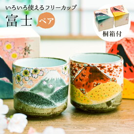 九谷焼 色いろカップ 富士 ペア ( 和窯 色いろカップ 名入れ有料 退職祝い 定年 焼酎グラス ビアカップ ビールグラス フリーカップ グラス セット 九谷焼 結婚 出産 内祝い 引き出物 金婚式 誕生日プレゼント 還暦祝い 古希 喜寿 米寿 退職 定年 プレゼント お祝い )