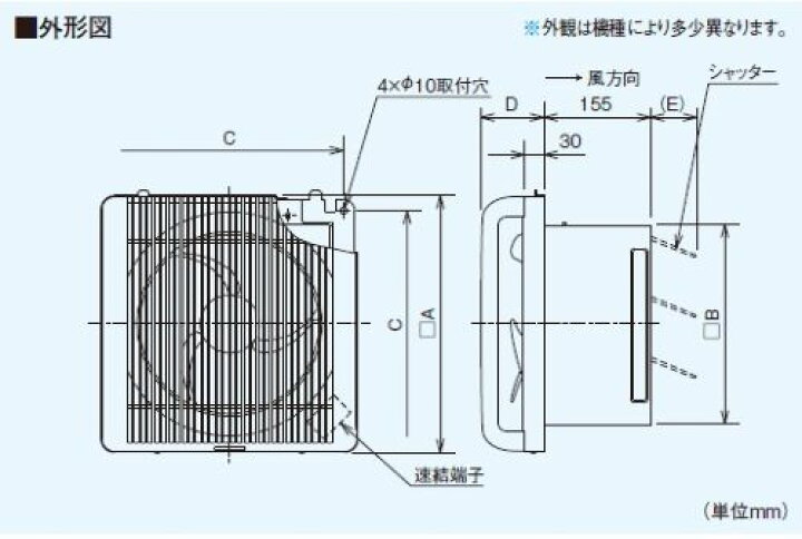 楽天市場】三菱電機:三菱電機 業務用有圧換気扇 格子タイプ 型式:EFG 
