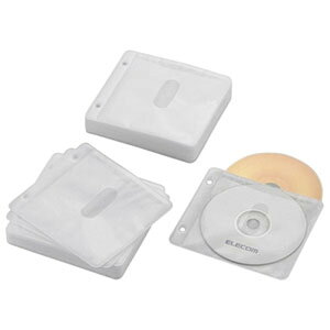 ELECOM Blu-ray・CD・DVD不織布ケース 2穴付 2枚収納 60枚セット ホワイト CCD-NBWB120WH
