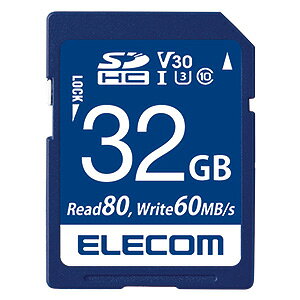ELECOM SDHCカード 32GB UHS-U3・V30対応 データ復旧サービス付 MF-FS032GU13V3R