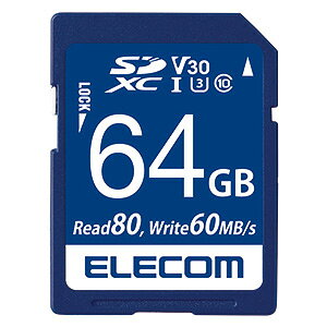 ELECOM SDXCJ[h 64GB UHS-U3EV30Ή f[^T[rXt MF-FS064GU13V3R