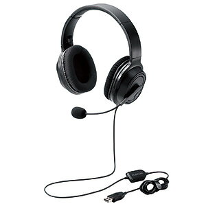 ELECOM �w�b�h�Z�b�g USB�ڑ� �����I�[�o�[�w�b�h�^�C�v 40mm�h���C�o HS-HP30UBK