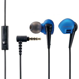 ELECOM マイク付ステレオヘッドホン ≪Grand Bass≫ 高音質モデル セミオープン型 耳栓Y型コード1.2m ブルー EHP-GB10MXBU