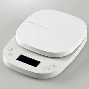 ELECOM キッチンスケール 計測範囲0.3〜2000g カウントダウン式タイマー機能付 バックライト付 ホワイト HCS-KS03WH