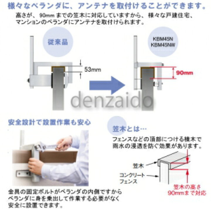楽天市場】マスプロ コンクリートフェンスベース BS・CSアンテナ 45cm  