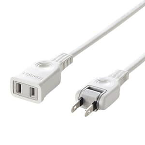 サンワサプライ 電源延長コード 2Pオス-2Pメス スイングプラグ 2m TAP-EX2102