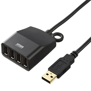 サンワサプライ 最初の 格安SALEスタート 延長用USB2.0ハブ 4ポート ケーブル長約1.5m ブラック USB-HEX415BK
