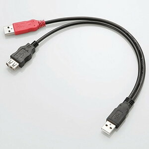 ELECOM �_�u���p���[USB2.0�P�[�u�� �_�u�����d�^�C�v ���[�q��0.3m �Ԓ[�q��0.3m USB-AAE5DPBK