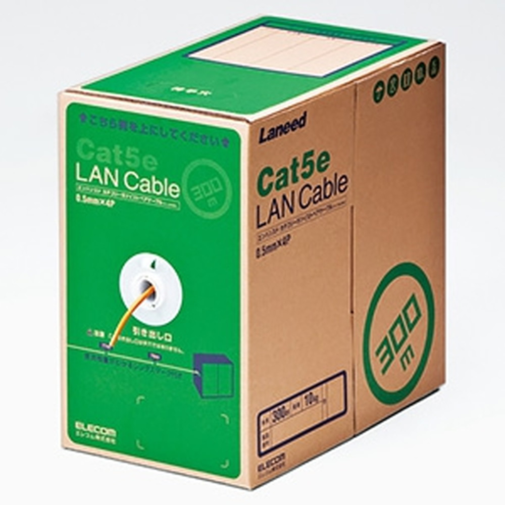ELECOM LANケーブル ケーブルのみ CAT5E対応 レングスマーク付 環境配慮パッケージ 長さ300m オレンジ LD-CT2/DR300/RS LANケーブル
