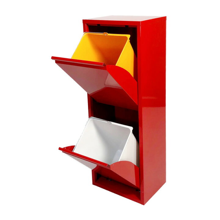 楽天市場】ダストボックス ゴミ箱 レッド 赤 2段 分別 持ち手つき  