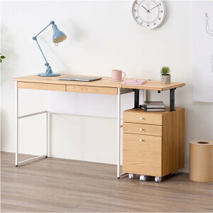 2点セット デスクセット 学習机 学習デスク 机 つくえ 勉強机 ワークデスク pcデスク ワゴン キャスター 昇降 高さ調節 コンセント 在宅 北欧 シンプル おしゃれ 収納 木製 引き出し 大人 FERRO