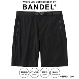 【レビュー特典】BANDEL ショーツ Side logo 4way stretch golf shorts BG-SGSP001 BLACK ブラック 黒 サイドロゴ 接触冷感 吸水速乾 撥水 ストレッチパンツ ゴム ベルテッドショーツ サイズ調整可能 ゴルフ