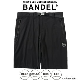 【レビュー特典】BANDEL ショーツ Front logo 4way stretch golf shorts BG-SGSP002 BLACK ブラック 黒 シリコンネーム 接触冷感 吸水速乾 撥水 ストレッチパンツ ゴム ベルテッドショーツ サイズ調整可能 ゴルフ