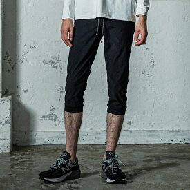 RESOUND CLOTHING リサウンドクロージング パンツ RE CROPPED PT TIGHT FIT RC35-HP-002 ナイロンイージークロップドパンツ 膝下7分丈 伸縮性 ベルト不要 メンズ ブラック グレーブランド