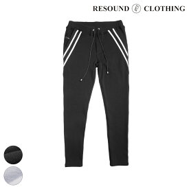 【マラソン中P20倍】RESOUND CLOTHING リサウンドクロージング パンツ Velours fleece EDGE PT RC26-ST-014H ブラック サックスブルースキニーパンツ テーパード 裏起毛 ベロア シルキー ドローコード スラッシュポケット 防寒 保温