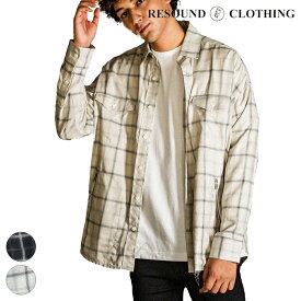 RESOUND CLOTHING リサウンドクロージング シャツ OVER gown CHECK shirts RC31-SH-003 ブラック ホワイトドロップショルダーチェックシャツ 90年代オルタナ系ロックミュージシャン ガウン ジャケットディテール
