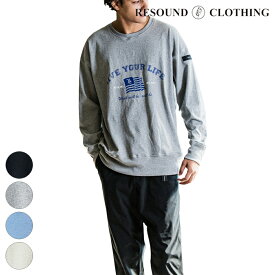 RESOUND CLOTHING リサウンドクロージング ロンT college long sleave RC31-T-008長袖 ロングTシャツ トップス インナー アメカジ ヴィンテージ ストレッチ ロゴ プリント BLACK GREY SAX OFF