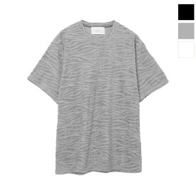 Seagreen シーグリーン Tシャツ ZEBRA PILE JQ MSEA21S8206-M BLACK GREY WHITE 黒 白 灰色 パイル ジャガード タオル地 ゼブラ ティーシャツ 半袖 セットアップ