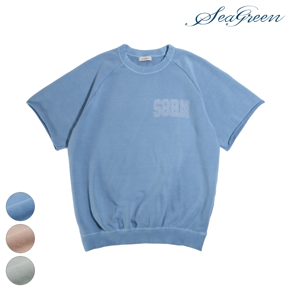 Seagreen Tシャツ GARMENT DYED COTTON FLEECE T-SHIRT MSEA23S8293-M<br>BLUE ORANGE GREEN tシャツ スウェット カットソー トップス 半袖 無地 裏毛 シンプル アースカラー ノームコア