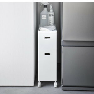 【レビュー特典】 山崎実業 【 蓋付き収納ボックスワゴン タワー S・L 】 tower 4554 4555 リビング キッチン バス ランドリー 入れ物 容器 保存 保管 キャスター付きケース フタ コロ付き 黒 白