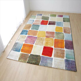 トルコ製 ウィルトン織カーペット パレット RUG ラグ 約160×230cm タイル柄 カラフル おしゃれ 遊び毛が出にくい リビング 寝室 子供部屋