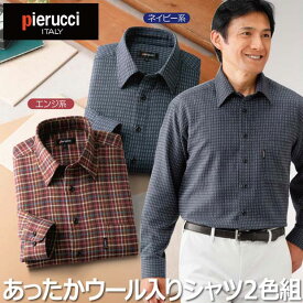 紳士服 メンズ 長袖シャツ Pierucci/ピエルッチ あったかウール入りシャツ 2色組(GV-045) M L LL【送料無料】