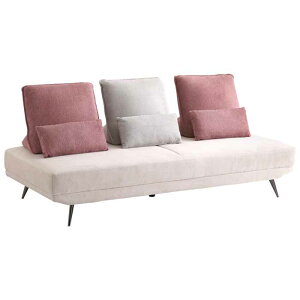 大人かわいい アイランドソファ 3人掛け 背もたれクッション付き