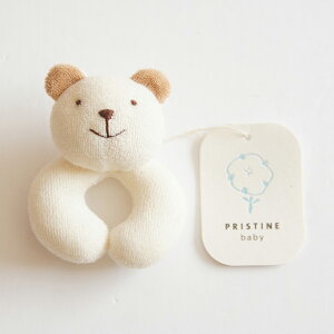 PRISTINE くま ガラガラ オーガニックコットン 国産 赤ちゃん おもちゃ にぎにぎ おしゃれ かわいい 男の子 女の子 プレゼント クリスマス 新生児 出産準備 プリスティン