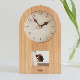 KICORI キツツキの時計 （木製 とけい ウッドクロック キコリ 新築祝い 壁掛け時計 置き時計 ギフト インテリア 日本製 国産） 児童館