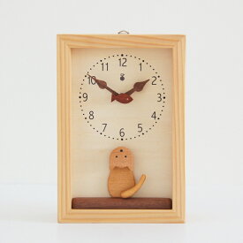 KICORI 仔猫の時計 k156 木の時計 プレゼント キコリ 木製 とけい ウッドクロック 新築祝い 壁掛け時計 置き時計 ギフト インテリア 日本製 国産 誕生日 出産祝い 贈り物 ギフト おしゃれ 可愛い 動物 キャラクター 北欧風 モダン スタンド お祝い シンプル 木 入学祝い