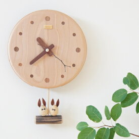 デポー限定 手作り 木の時計 仲良し うさぎ （木製 とけい ウッドクロック 新築祝い 壁掛け時計 置き時計 ギフト インテリア 日本製 国産） 児童館