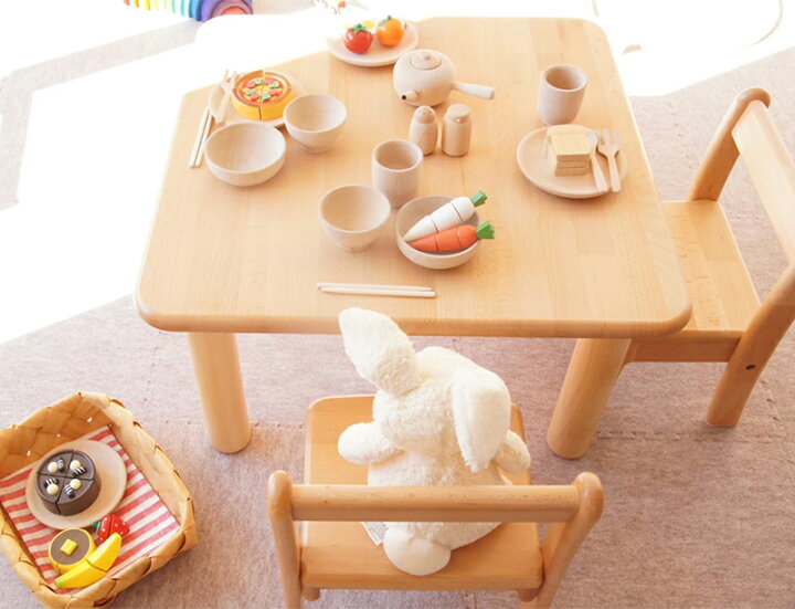 ブロック社 角テーブル60 高さ33cm 女の子 家具 安全 送料無料 机 お祝い 幼稚園 保育園 木製 安心 2歳児用 子ども用 子供用 国産 赤ちゃん 日本製 男の子
