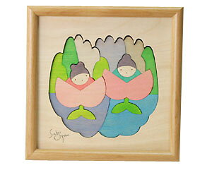 小黒三郎 ひな人形 【 組み木絵 桃の芽びな 】 国産 コンパクト お雛様 木製 組み木 かわいい おしゃれ ひな祭り 節句 桃の節句 女の子 ひなまつり 誕生日 出産祝い ギフト プレゼント 遊プラ