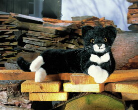 【在庫あり】Kosen ケーセン ドイツ製 ぬいぐるみ ねそべり猫（小）黒（ ギフト プレゼント 誕生日 出産祝い 女の子 男の子 縫いぐるみ ねこ ネコ） 児童館