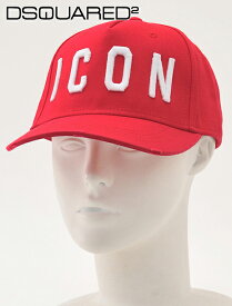 ディースクエアード　　DSQUARED2 国内正規品 ベースボールキャップ メンズ ICONシリーズ ロゴ刺繍 レッド&ホワイト 帽子 コットン ダメージ加工 ユニセックス でらでら 公式ブランド