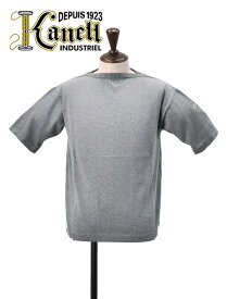 カネル　　KANELL 半袖ニットソー メンズ バスクシャツ サマーセーター ISOLDE イソルデ ボートネック グレーメランジ 無地 オーガニックコットン でらでら 公式ブランド