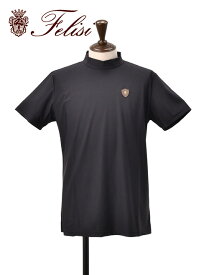 フェリージ ゴルフ　　Felisi GOLF モックネック半袖Tシャツ メンズ CANCLINI カンクリーニ テクノシャツ ロゴ入りエンブレム ブラック ナイロンストレッチ 国内正規品 でらでら公式 ブランド