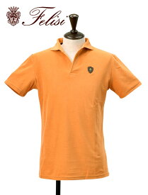 フェリージ ゴルフ　　Felisi GOLF スキッパーポロシャツ メンズ パイル生地 ロゴ入りエンブレム オレンジ レギュラーフィット コットンポリ 国内正規品 でらでら公式 ブランド