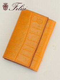 felisi フェリージ 015 マンゴ オレンジクロコ型押しレザー 450/SA カードケース エンボス 国内正規品 新色