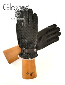 グローブス　　gloves レザーグローブ メンズ ラムレザー 手袋 イントレチャートデザイン カシミヤニット裏地 CA741 ダークブラウン 茶系 アジャスターベルト ギフト プレゼント イタリア製 でらでら 公式ブランド