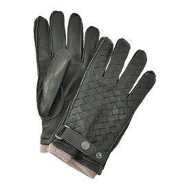 グローブス　　gloves メンズ イタリア ラムレザー 手袋 カシミヤウールニット裏 防寒 編み込み羊革 ギフト プレゼント CA741 グレー 男女兼用