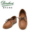 パラブーツ PARABOOT デッキシューズ メンズ バース BARTH グレインレザー ブラウン アンラインドスリッポン MARINEソ…