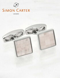 サイモンカーター　　SIMON CARTER メンズアクセサリー スクエアカフス カフリンクス チェッカー MOP マザーオブパールタイル cufflinks パーティー イギリス でらでら 1305002-MOP 公式ブランド