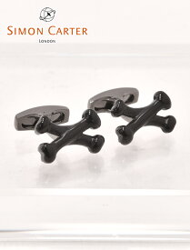 Simon cater サイモンカーター Crossbones Onyx Cufflinks ブラックオニキス クロス しゃぶりつきたくなる骨モチーフのカフリンクス メンズ　カフス