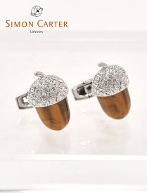 Simon cater サイモンカーター ブラウン　タイガーアイ＆スワロフスキー Acorn Tigerseye Cufflinks　エイコーン どんぐり　秋の景色を閉じ込めたカフリンクス